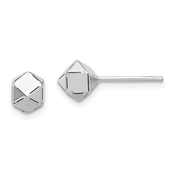 Lady's White 14 Karat Geometric Ball Stud Earrings