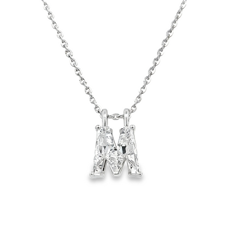 Lady's White 14 Karat "M" Initial Lab Created Necklace one = 2.62ct Fa