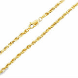 Yellow 14 Karat 3Mm Solid Glitter, Rope Chain Length 20