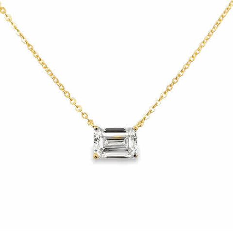 Lady's Yellow 14 Karat Stationary Lab Created Necklace Length 18 With