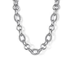 White Sterling Silver Link Chain Chain Length 16.5