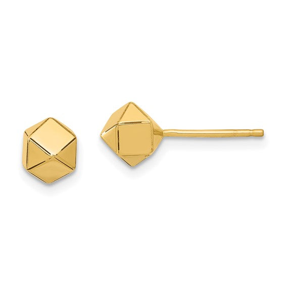 Geometric Ball Stud Earrings | 14k Yellow