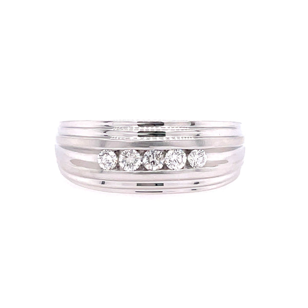Channel Set Wedding Band | 10k White
