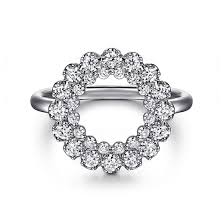 Lady's White 14 Karat Double Row Circle Fashion Ring Size 6.5 0.49tw R