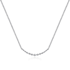 White 14 Karat Tapered Prong Set Pendant Length 17.5 With 0.26Tw Round