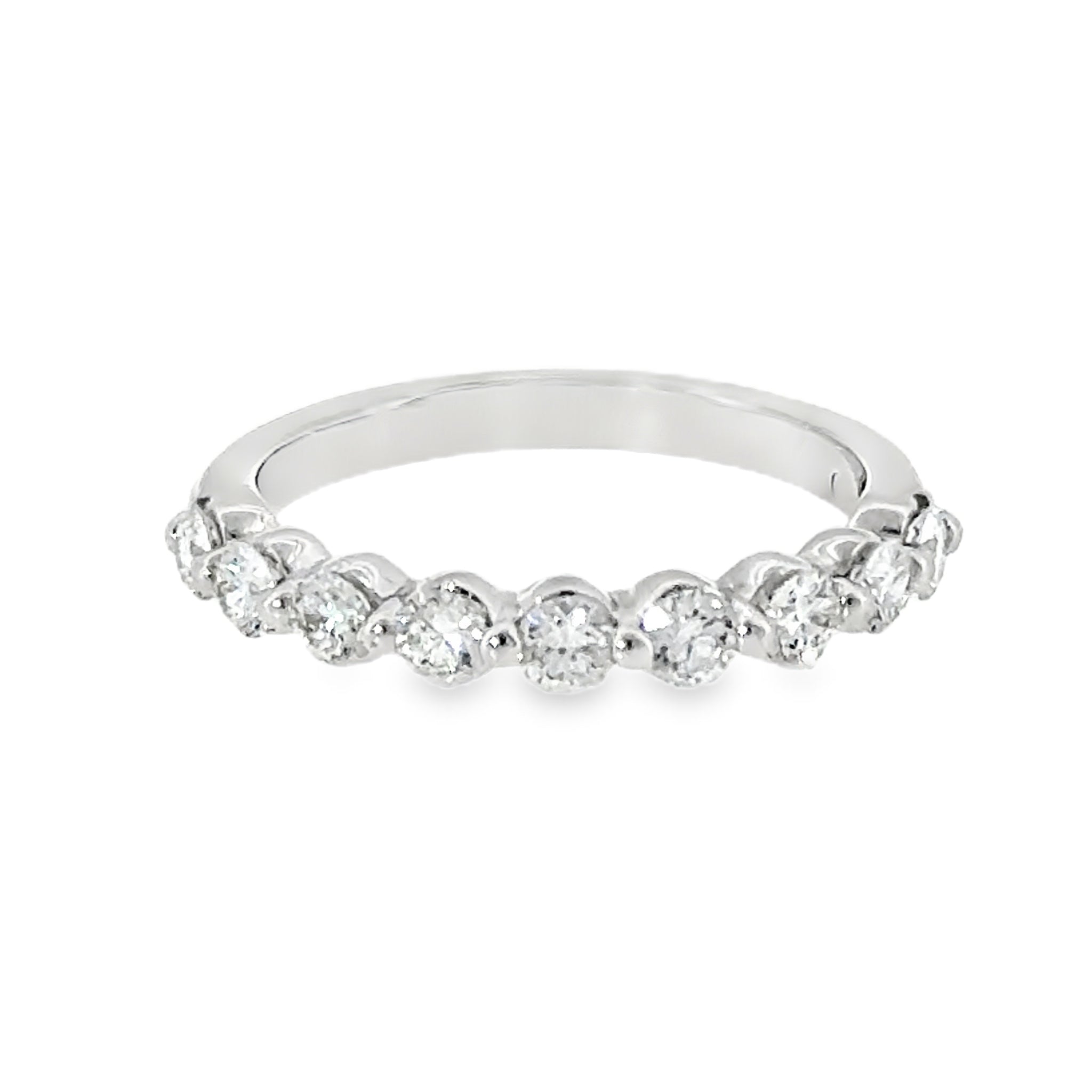 14 Karat White Gold Prong Set .75ctw Lab Created Round Brilliant Cut Diamonds Anniversary Ring