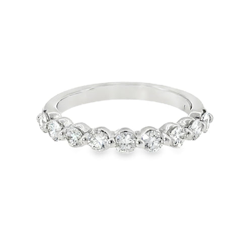 14 Karat White Gold Prong Set .75ctw Lab Created Round Brilliant Cut Diamonds Anniversary Ring
