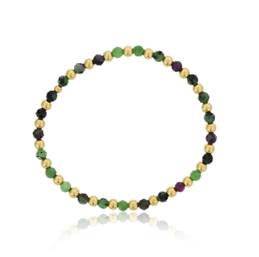 4mm Ruby Fushite  with Alternating Gold Filled Beads Bracelet 7''