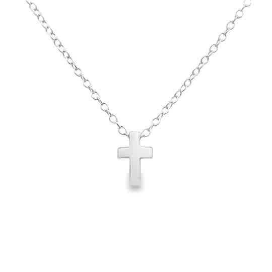 Lady's White Sterling Silver All Things Are Possible Cross Necklace, W