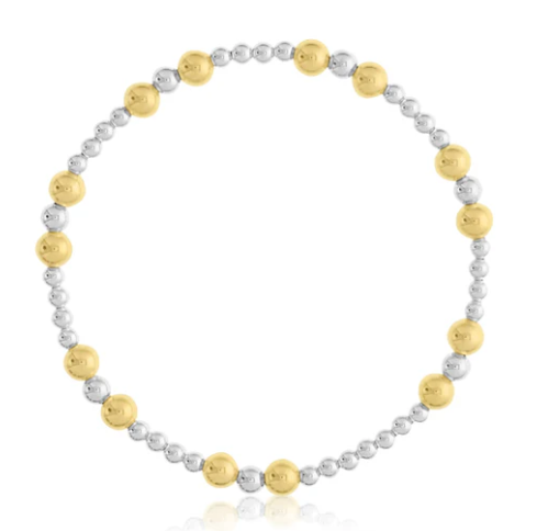 5mm Gold Filled Beads with 3mm and 4mm Sterling Silver Beads 7''