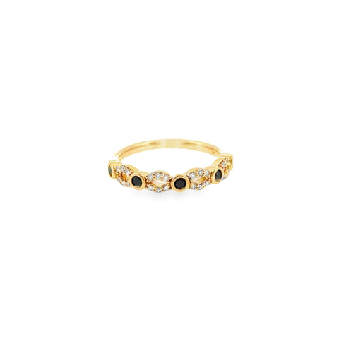 10 Karat Yellow Gold Anniversary Ring with Five (5) Bezel Set Diamonds and Prong Set Diamonds