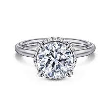 White 14 Karat Low Profile Halo Ring Size 6.5 With One 9.00Mm Round Cu