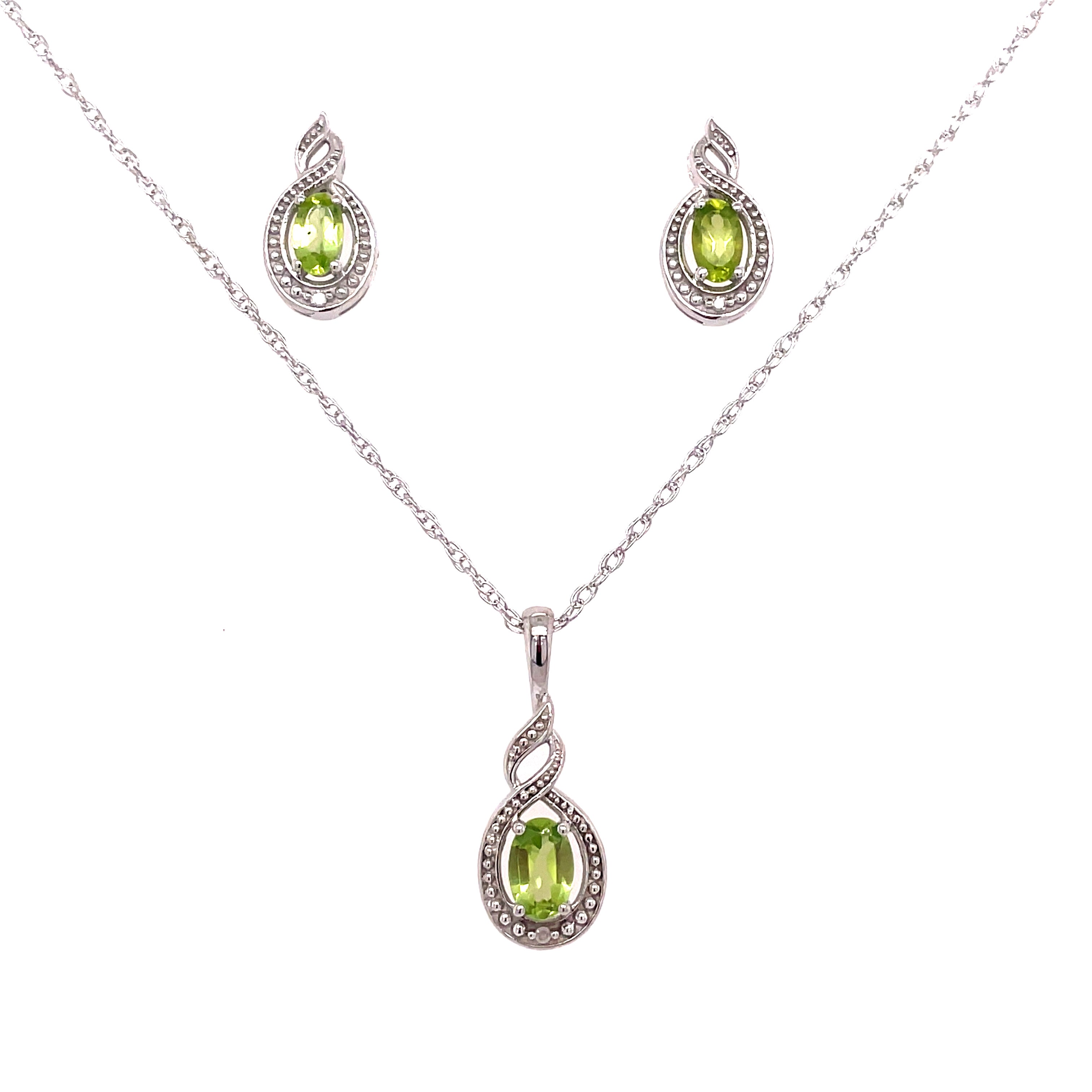 Periodt Twist Fashion Earrings and Pendant Set | White Sterling Silver