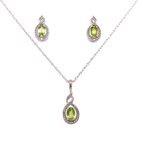 Periodt Twist Fashion Earrings and Pendant Set | White Sterling Silver