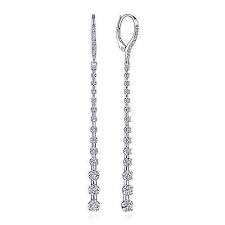 Graduating Diamond Bar Fashion Earrings | 14k White