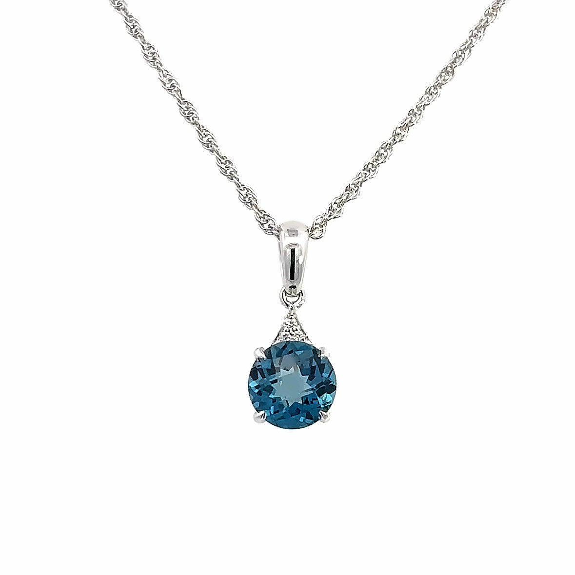 Topaz Traditional Necklace | 14k White (1.60ct Round)