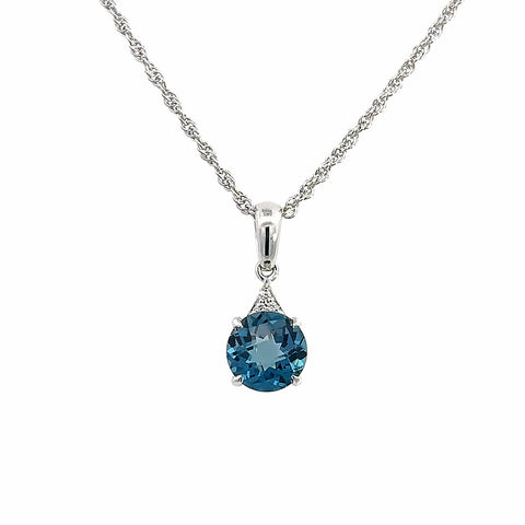 Topaz Traditional Necklace | 14k White (1.60ct Round)