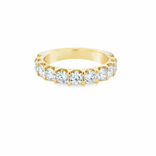 14 Karat Yellow Gold Diamond Wedding Ring, 2.13ctw Round Brilliant Cut Diamonds