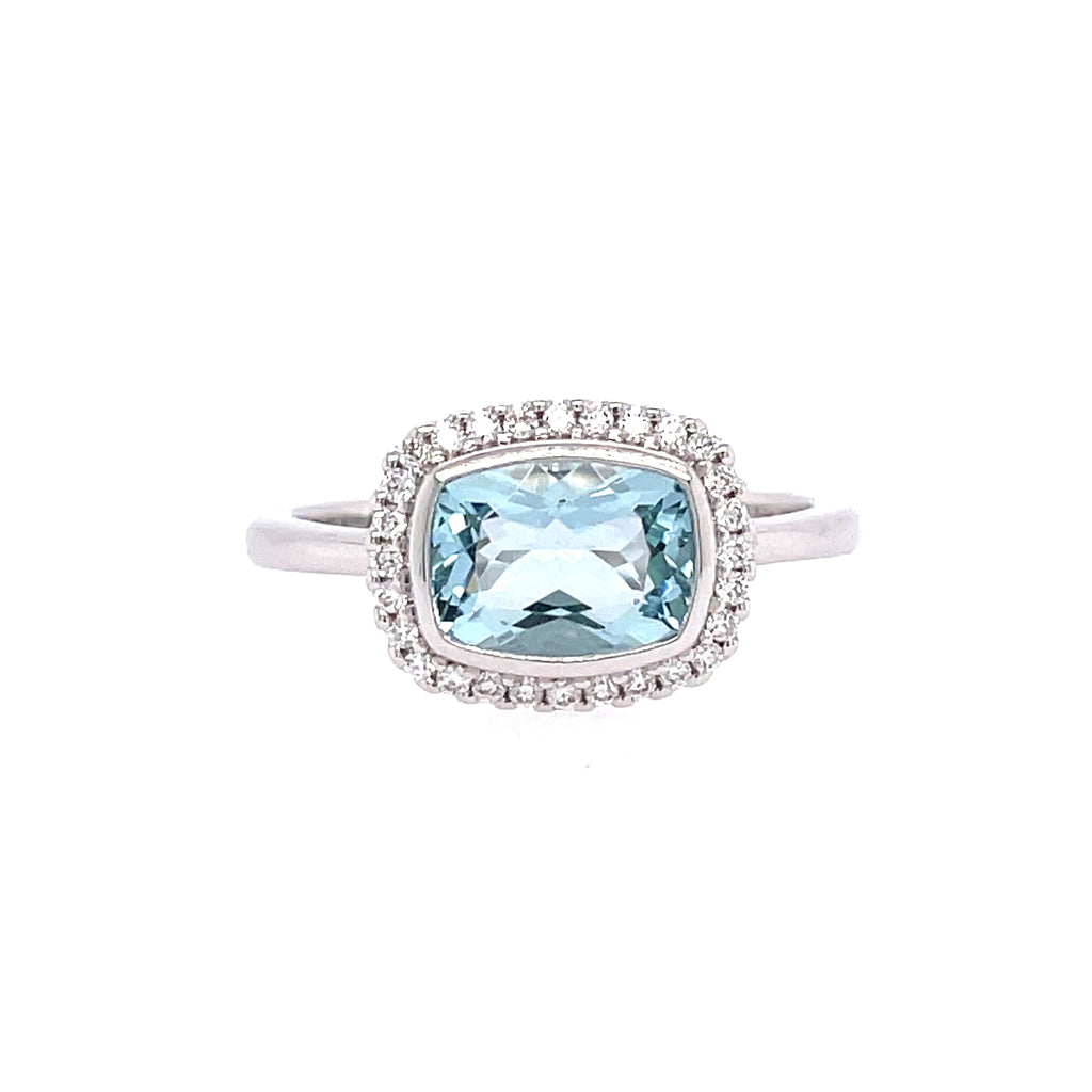 Lady's White 14 Karat Cushion Halo Fashion Ring Fashion Ring With One