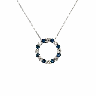 Sapphire Circle Necklace | 14k White