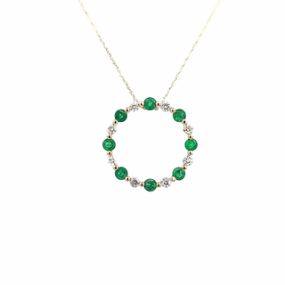 Emerald Circle Necklace | 14k Yellow