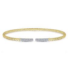 Diamond Bars Bangle Bracelet | 14k Yellow