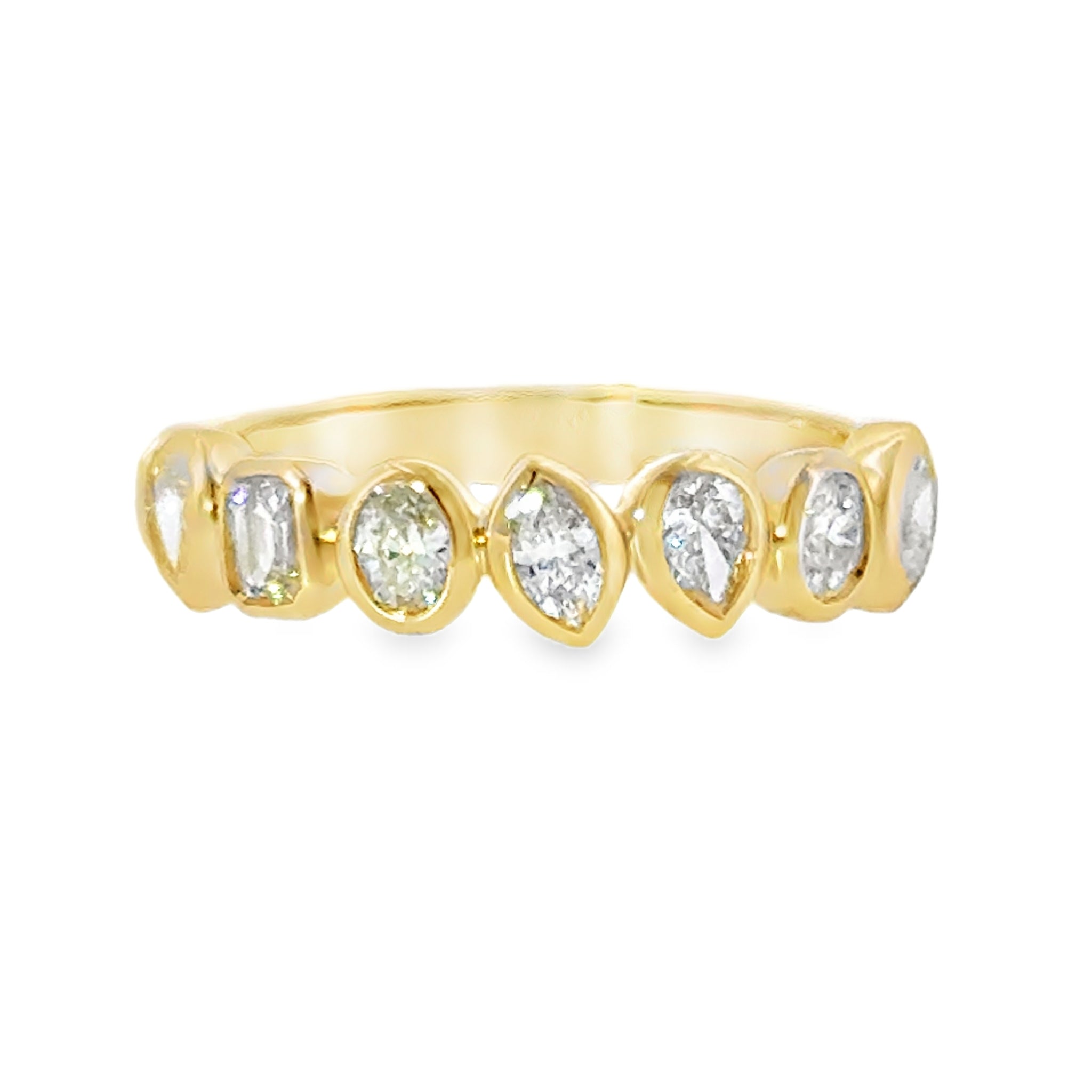 14 Karat Yellow Gold Bezel Set Multi Stone .62ctw Anniversary Ring