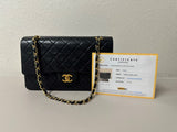Chanel Vintage Black Lambskin, Gold Hardware Double Flap, A Condition