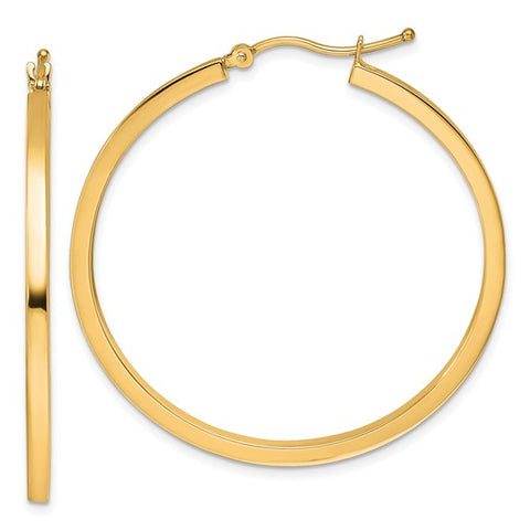 Lady's Yellow 10 Karat 2Mm Square Tube Hoop Earrings