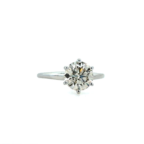 Lady's White 14 Karat Six Prong Solitaire Ring With One 2.02Ct Round K