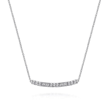 Curved Bar Necklace | 14k White