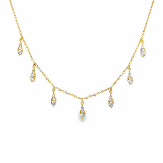 18 Karat Yellow Gold Dangle Fashion Necklace with .51ctw Round Brilliant Cut Diamonds