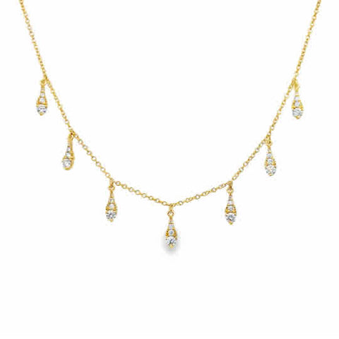 18 Karat Yellow Gold Dangle Fashion Necklace with .51ctw Round Brilliant Cut Diamonds