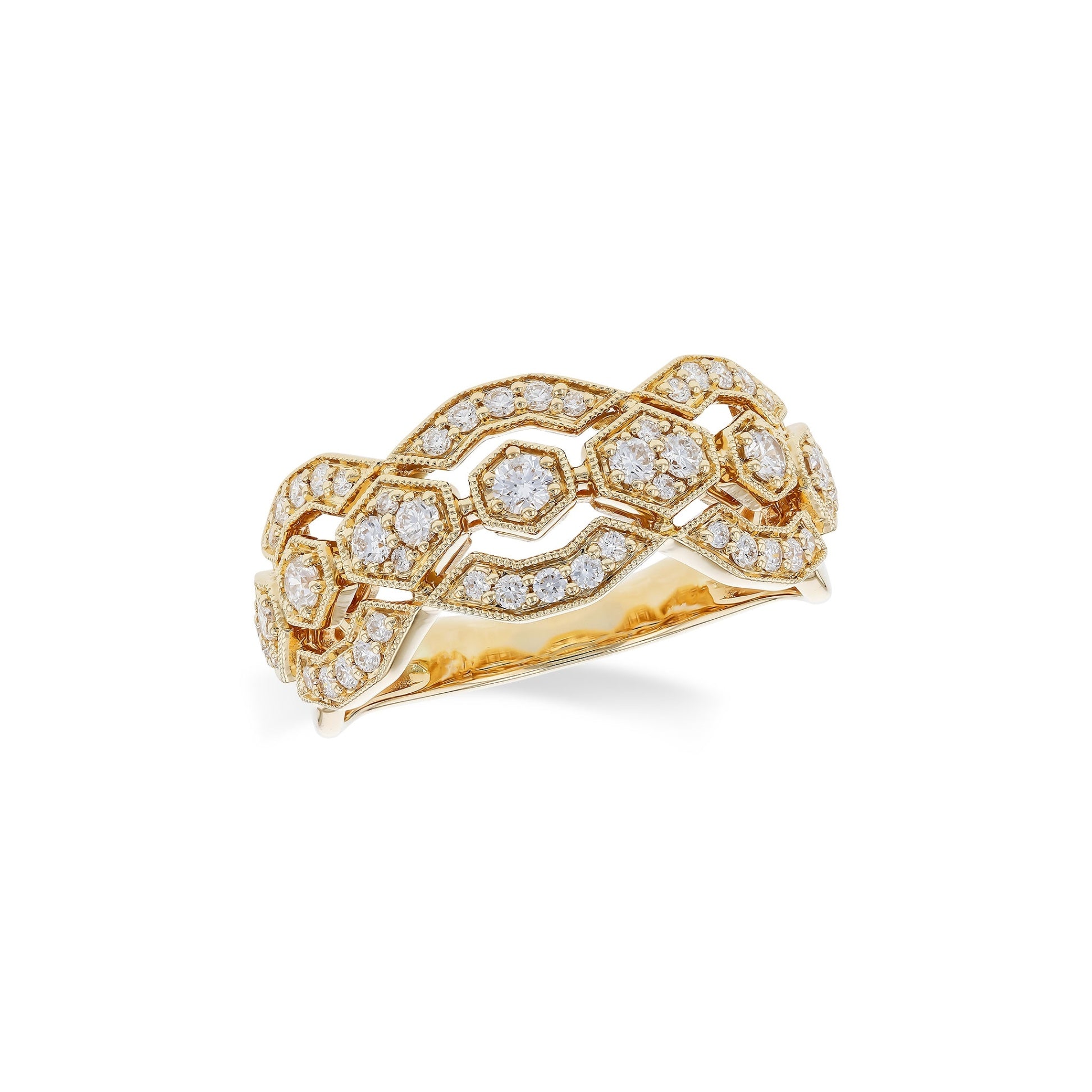 14 Karat Yellow Gold Open Style Anniversary Ring with .50ctw Round Brilliant Cut Diamonds
