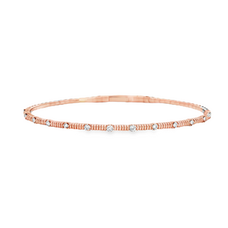 Beaded Station Flex Bangle Bracelet | 14k Rose