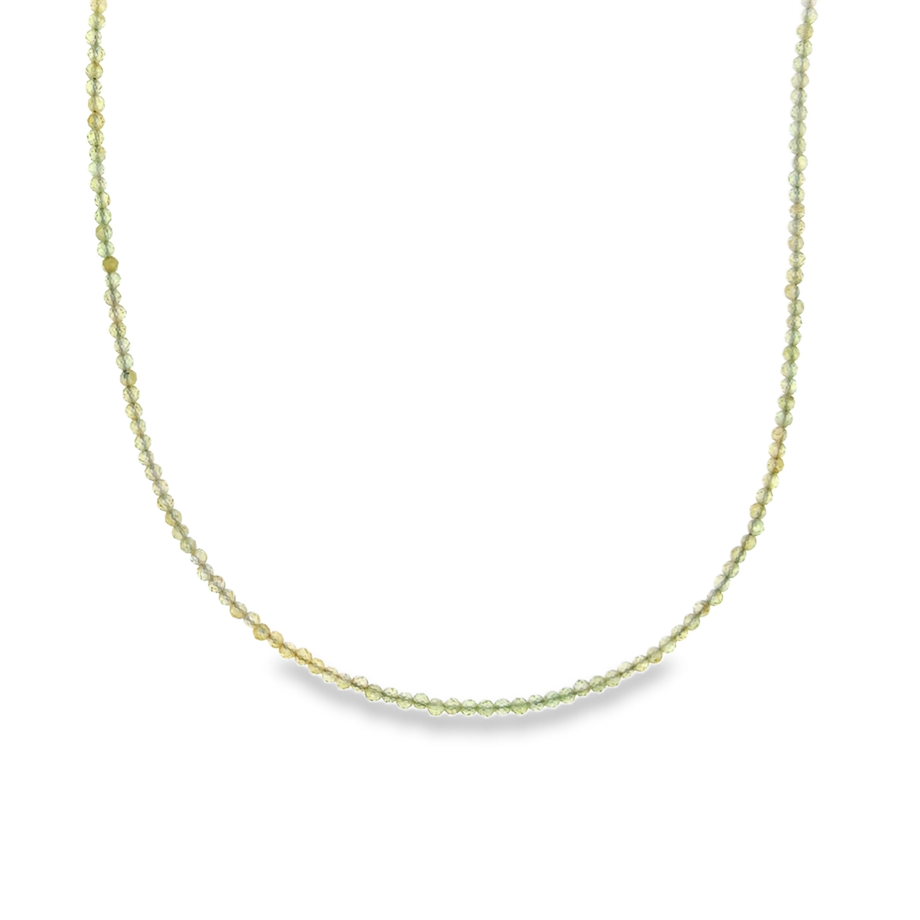 Sterling Silver 2mm Faceted Peridot Beads Necklace