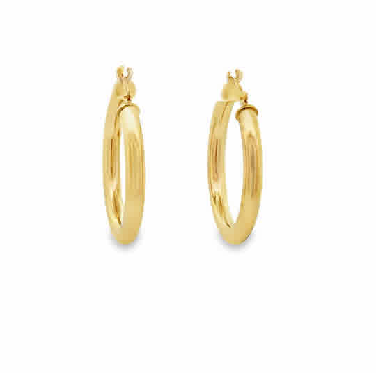 Lady's Yellow 14 Karat 3 X 25Mm Tube Hoop Earrings