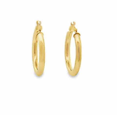 Lady's Yellow 14 Karat 3 X 25Mm Tube Hoop Earrings