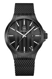 Black Stainless Steel Glock Watch with Black Dial, Silver-tone Hands and Black Stainless Steel Mesh Strap
