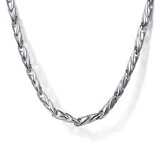 White Sterling Silver Gents Link Chain Length 24