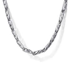 White Sterling Silver Elongated Link Chain Length 22