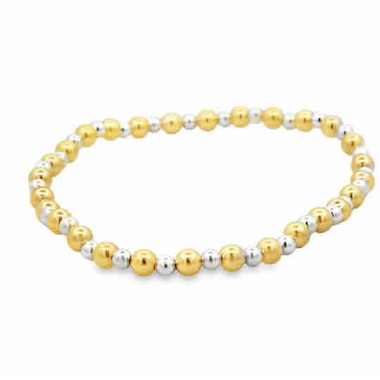4mm Gold Filled Beads with Alternating 3mm Sterling Silver Beads 7''