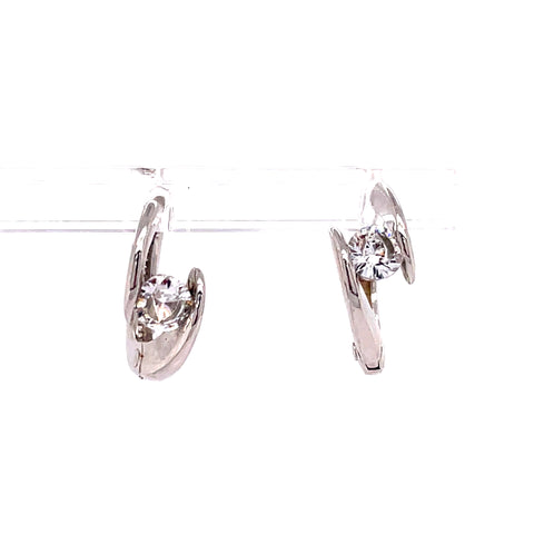 Swirl Huggie Hoop Earrings | White Sterling