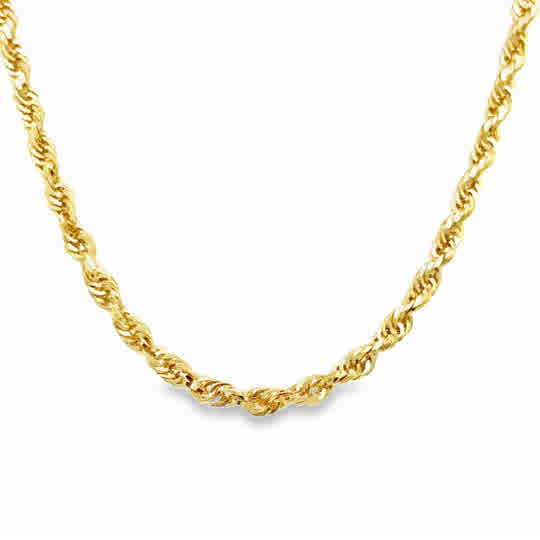Yellow 14 Karat 3Mm Solid Glitter, Rope Chain Length 20