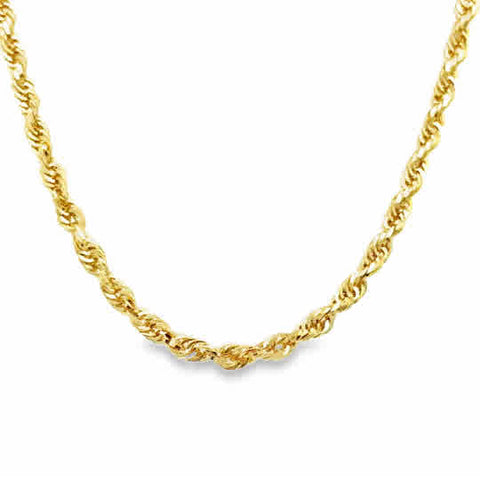Yellow 14 Karat 3Mm Solid Glitter, Rope Chain Length 20