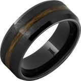 Gent's Black Ceramic 8Mm With Beveled 2Mm Bourbon Grain Edge Gents Ring Size 11.5
