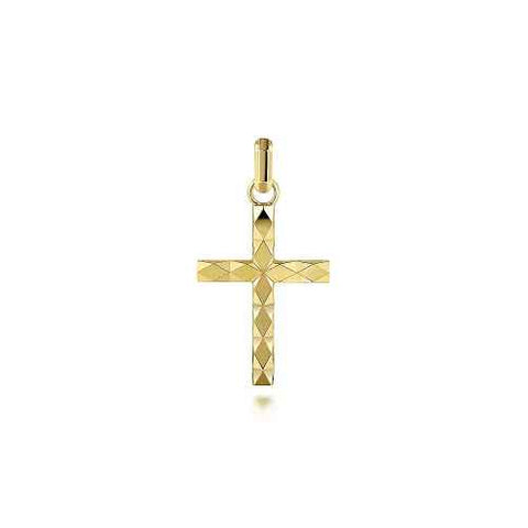 Yellow 14 Karat Faceted Cross Charms