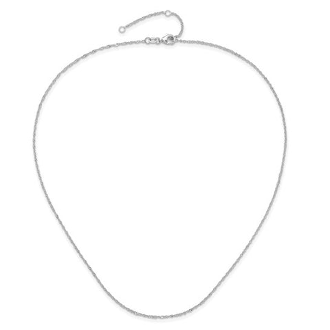 Leslie's 14K White Gold 1.25mm Singapore 1in+1in Adjustable Chain
