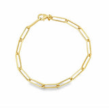 Yellow 14 Karat 3.9Mm Hollow Paperclip Bracelet Length 7.5
