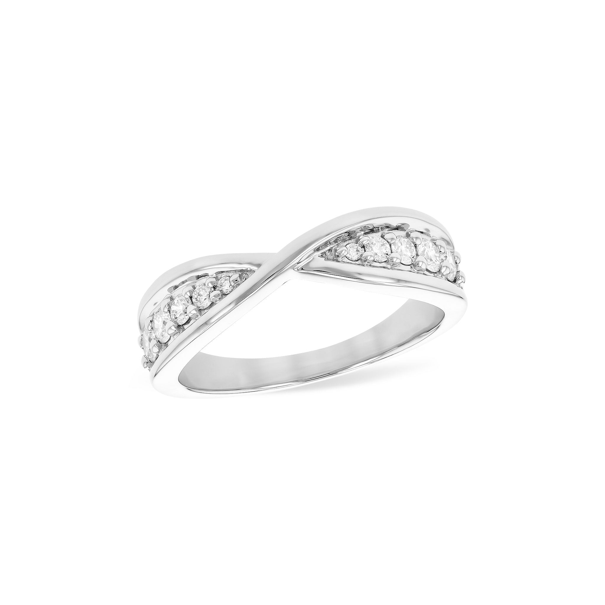 14 Karat White Gold, Twist with .32ctw Round Brilliant Cut Diamonds